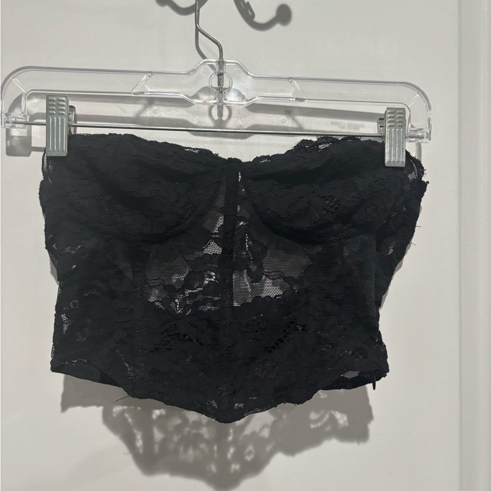 Kendall & Kylie Black Lace Strapless Bustier with side zip, Sz S
